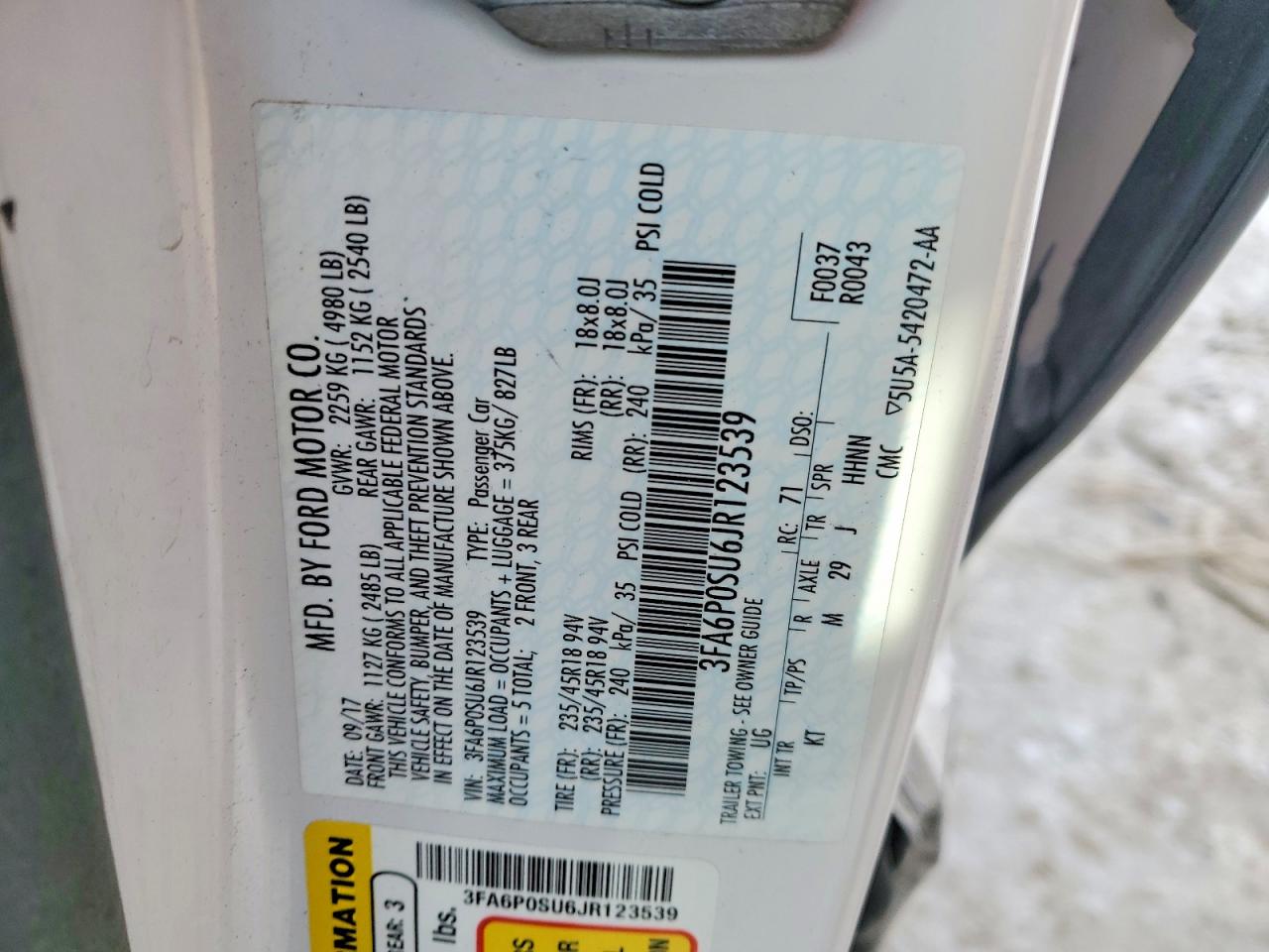 2018 FORD FUSION TITANIUM/PLATINUM PHEV photo 23
