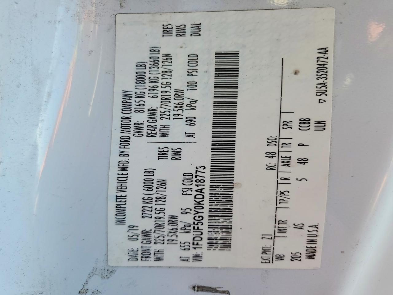 2019 FORD F550 SUPER DU photo 27