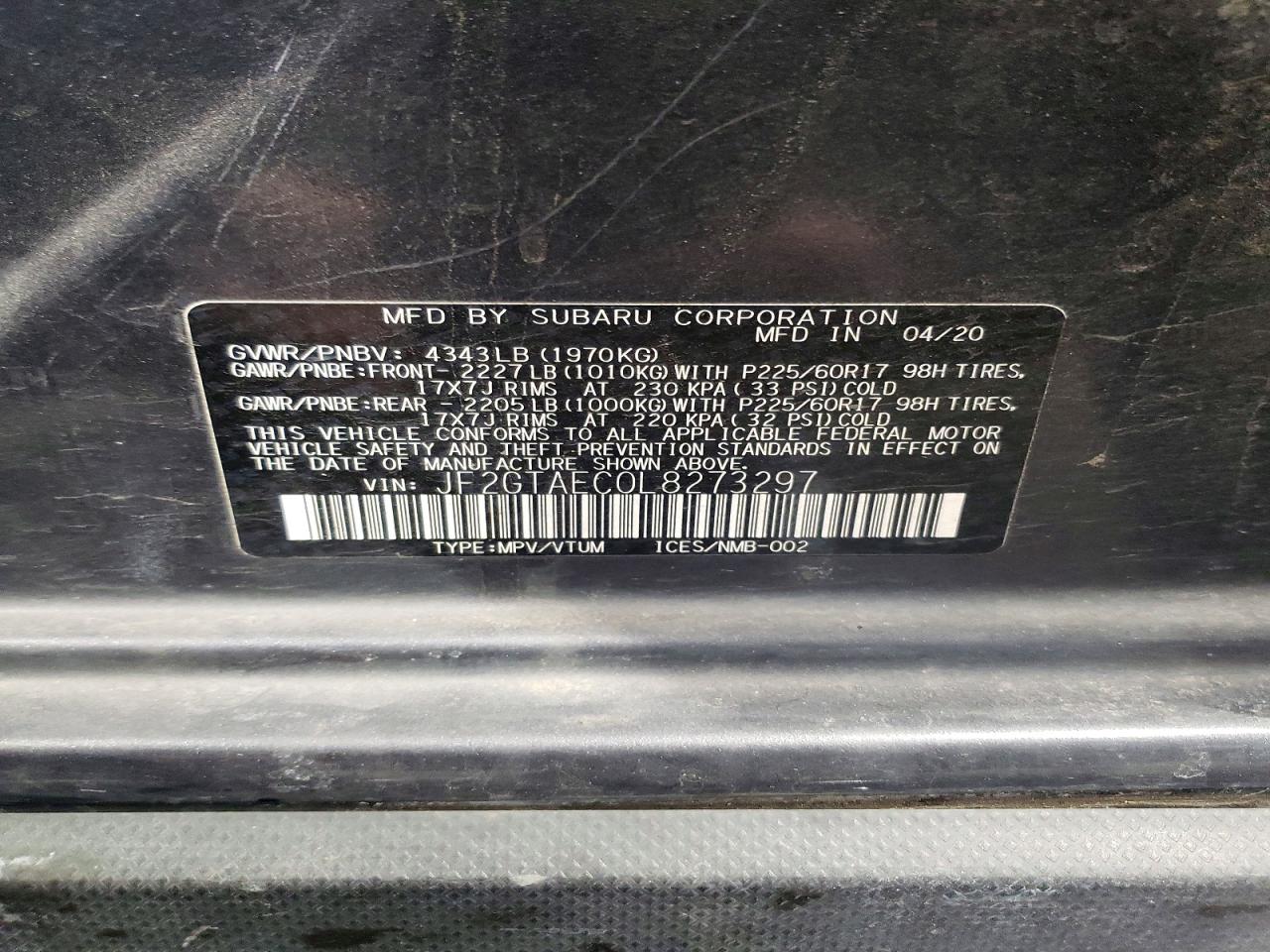 2020 SUBARU CROSSTREK PREMIUM photo 37