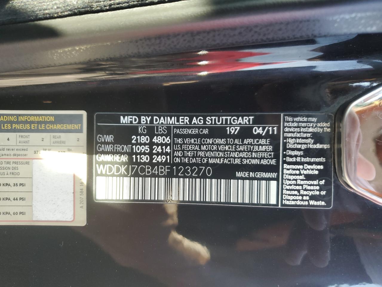 2011 MERCEDES-BENZ E 550 photo 23
