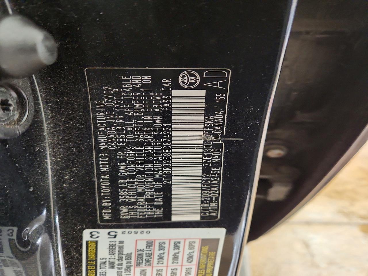 2008 TOYOTA COROLLA S photo 23