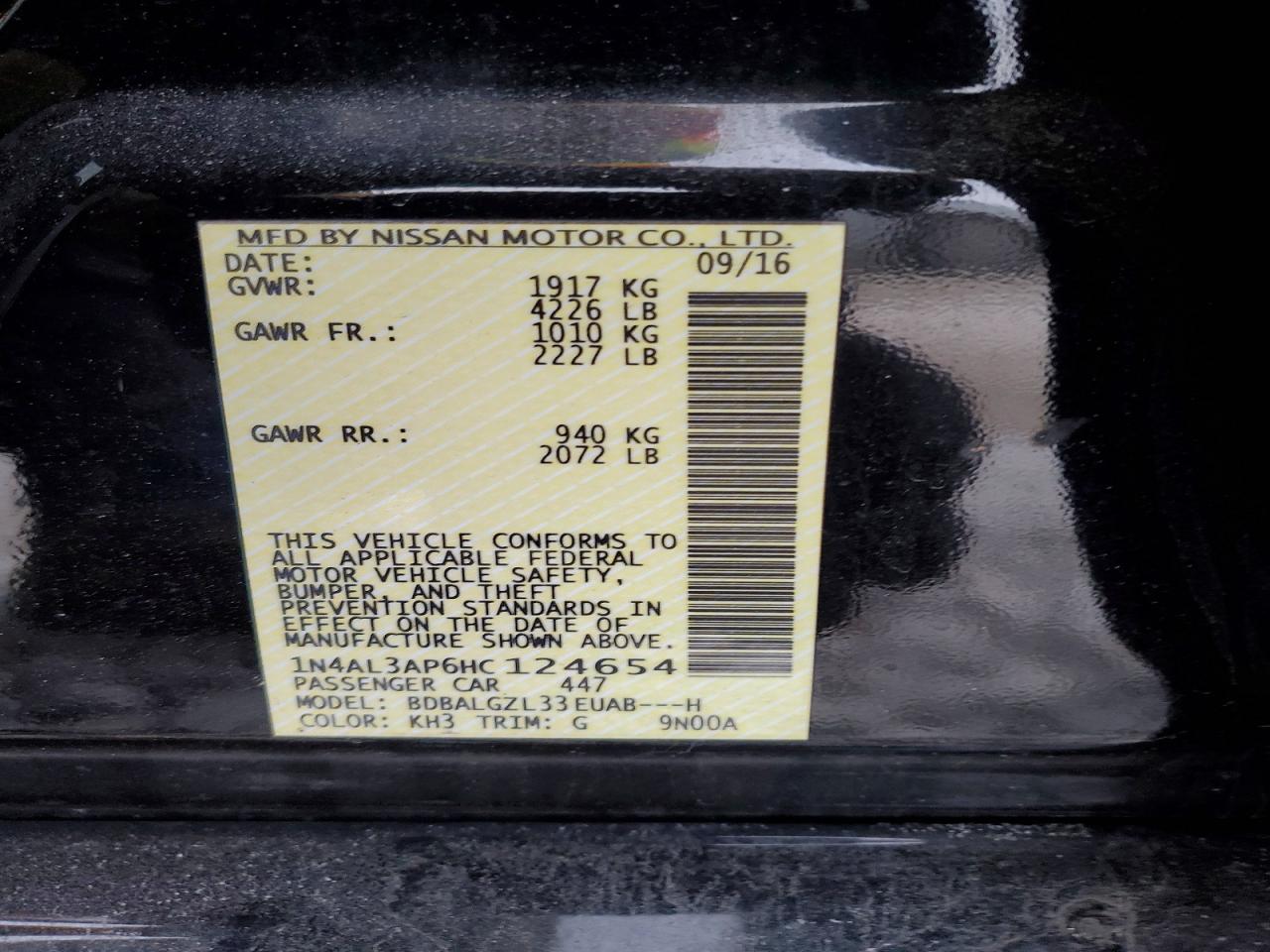 2017 NISSAN ALTIMA 2.5 photo 12