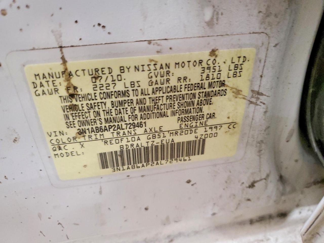 2010 NISSAN SENTRA 2.0 photo 25