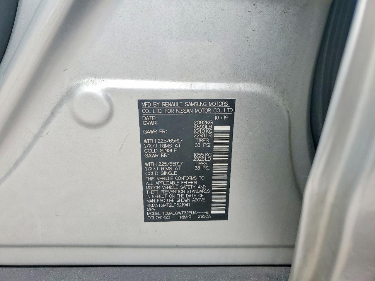 2020 NISSAN ROGUE SV photo 37