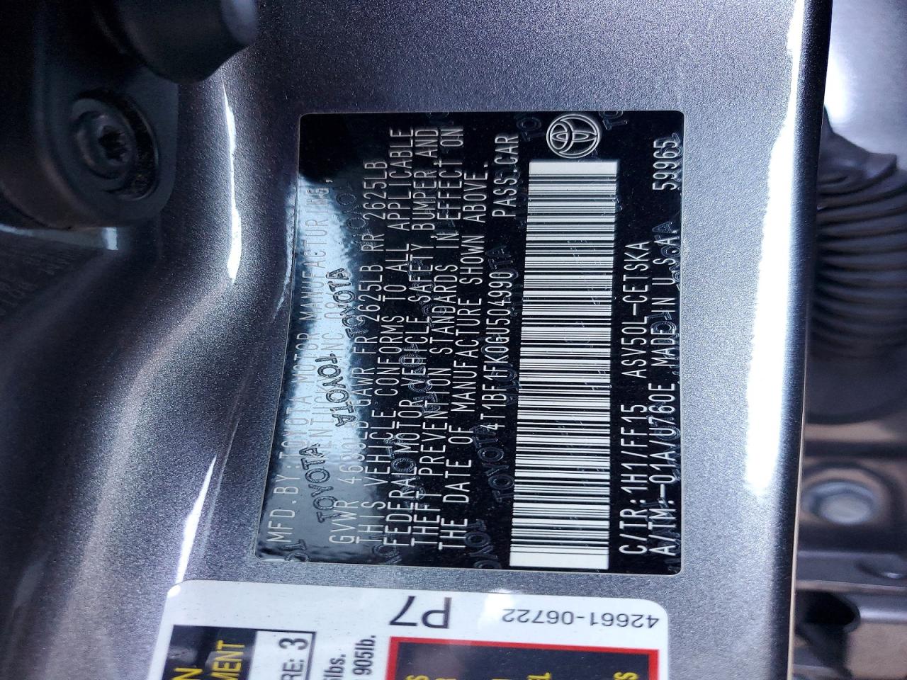 2016 TOYOTA CAMRY LE photo 12