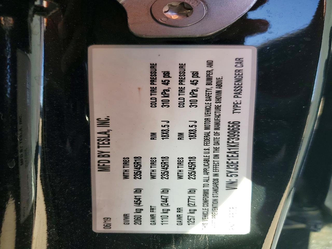 2019 TESLA MODEL 3 photo 25