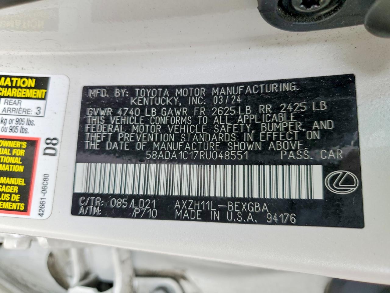 2024 LEXUS ES 300H BASE photo 34
