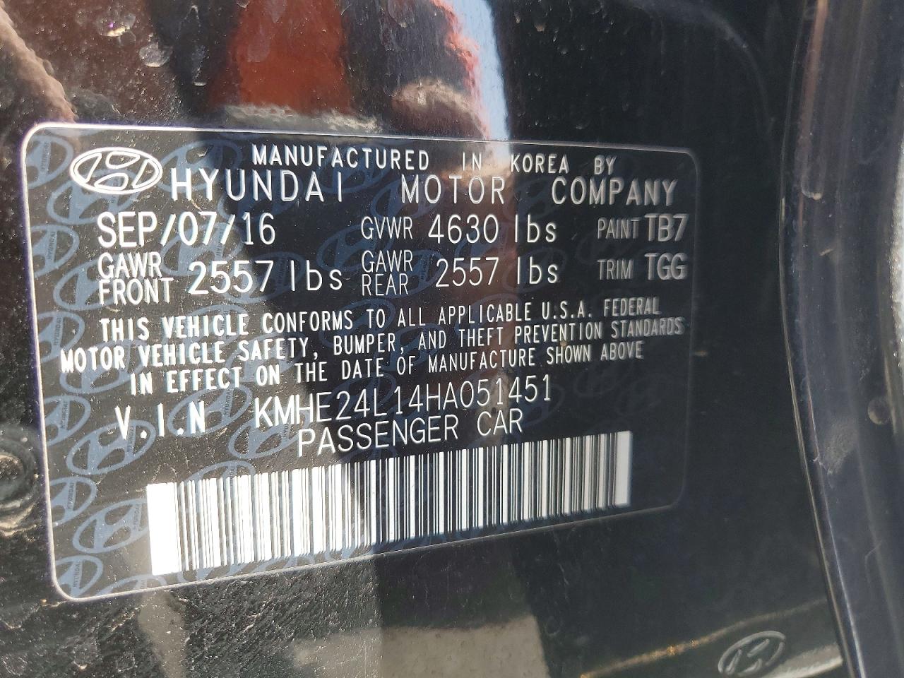 2017 HYUNDAI SONATA HYBRID photo 12