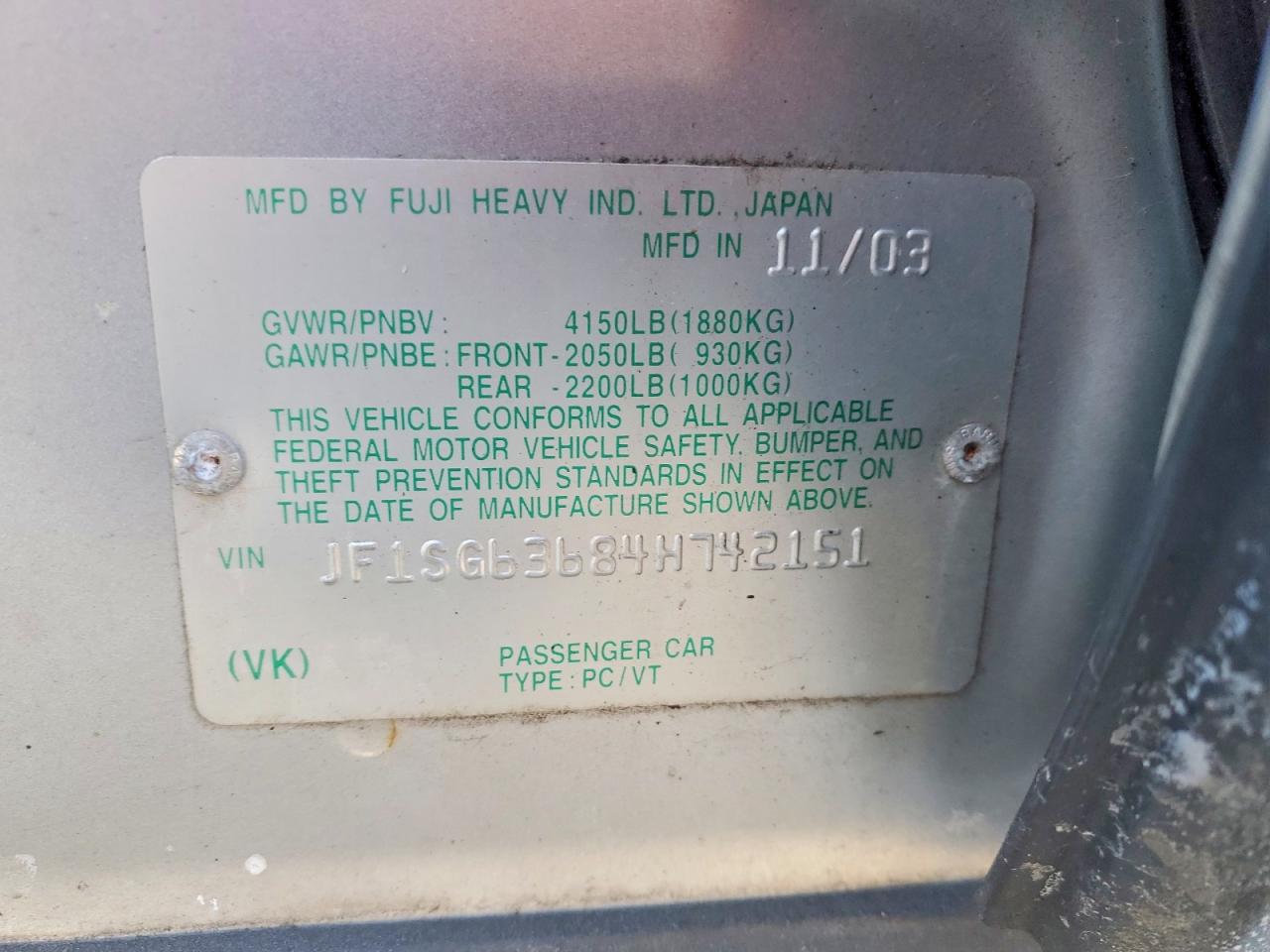 2004 SUBARU FORESTER 2.5X photo 27