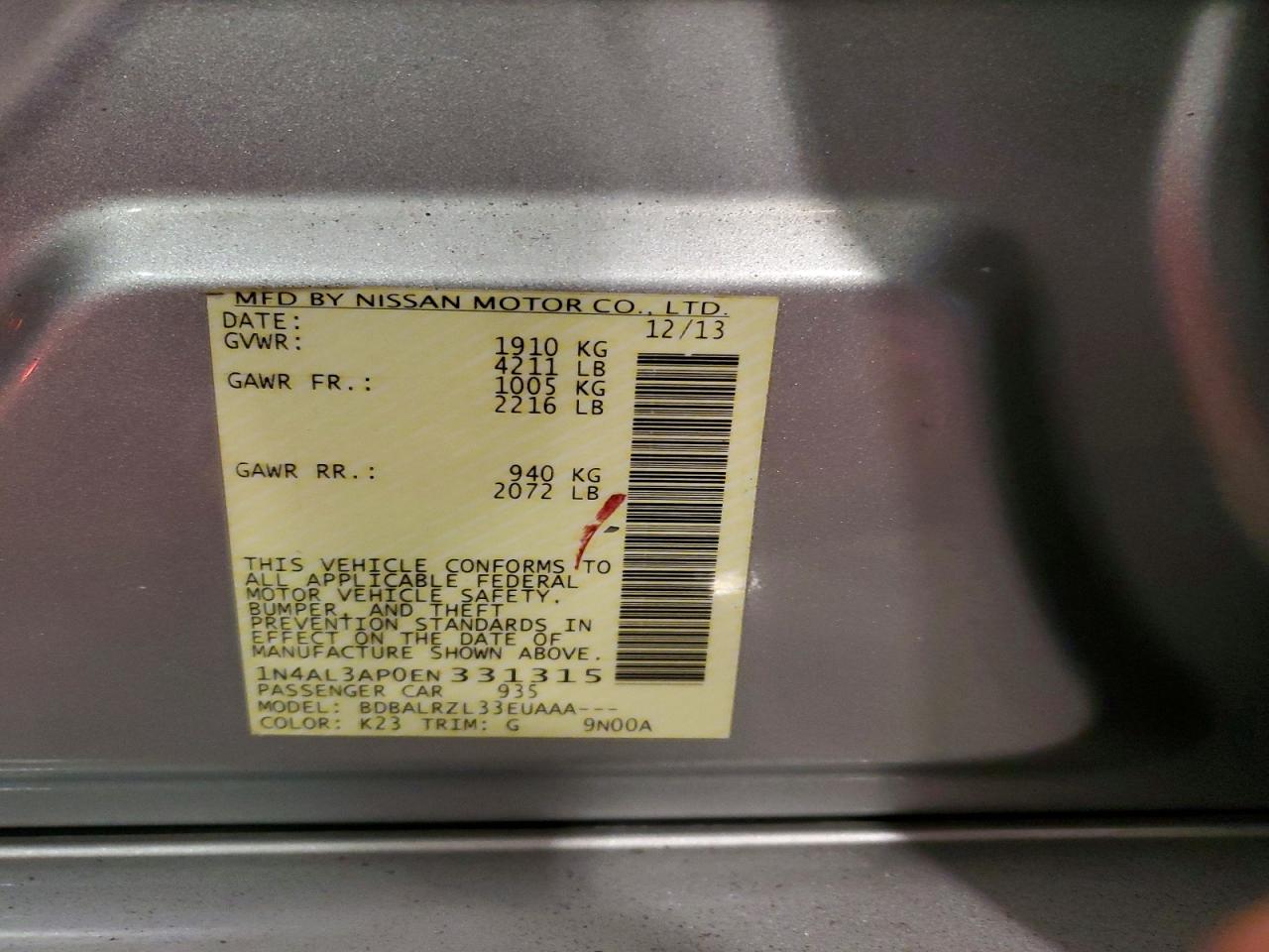 2014 NISSAN ALTIMA 2.5 photo 23