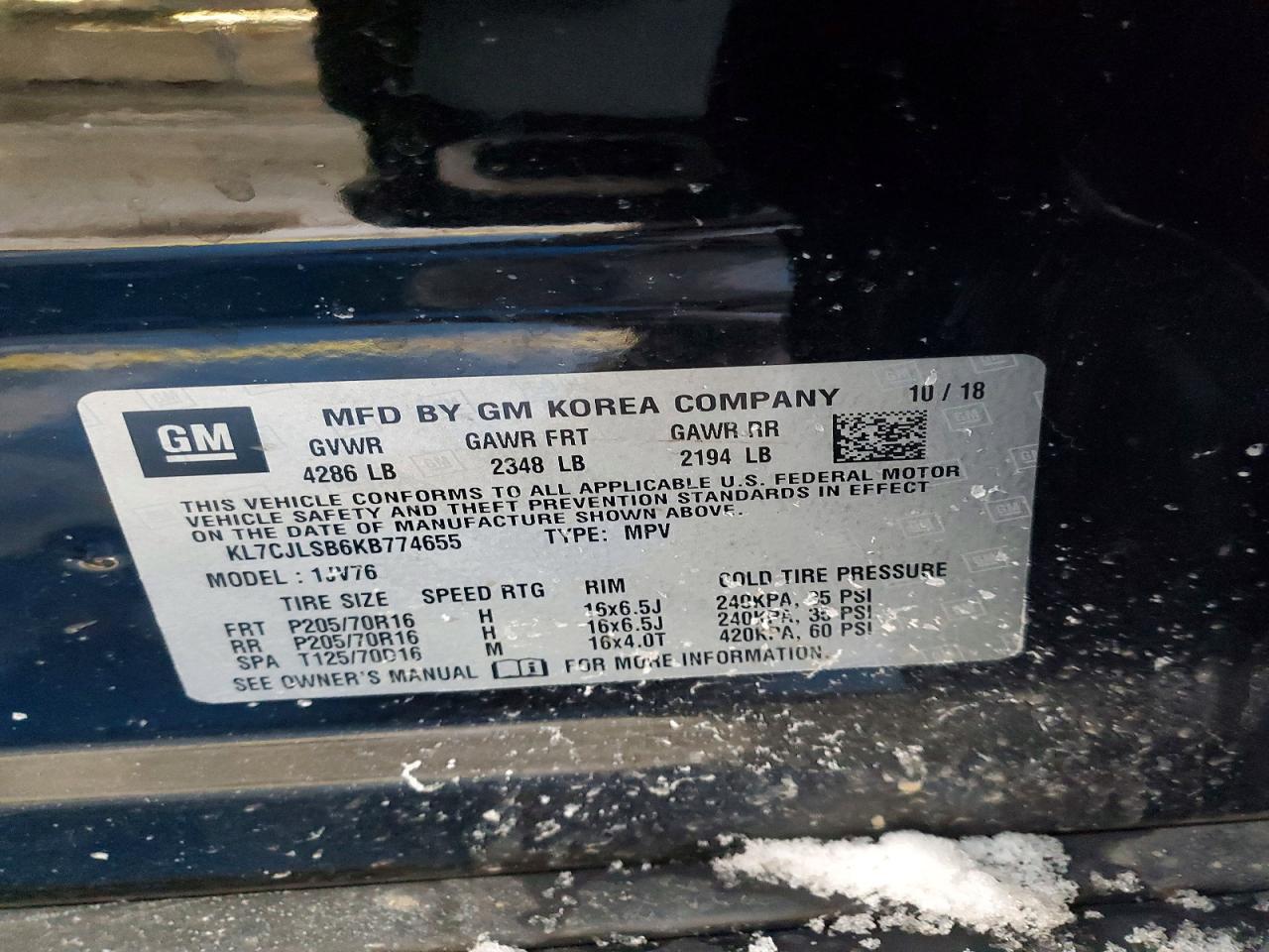 2019 CHEVROLET TRAX 1LT photo 12
