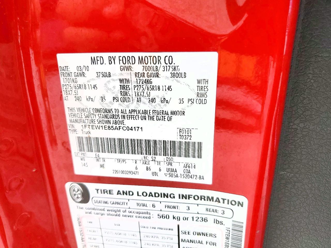 2010 FORD F150 SUPERCREW photo 12