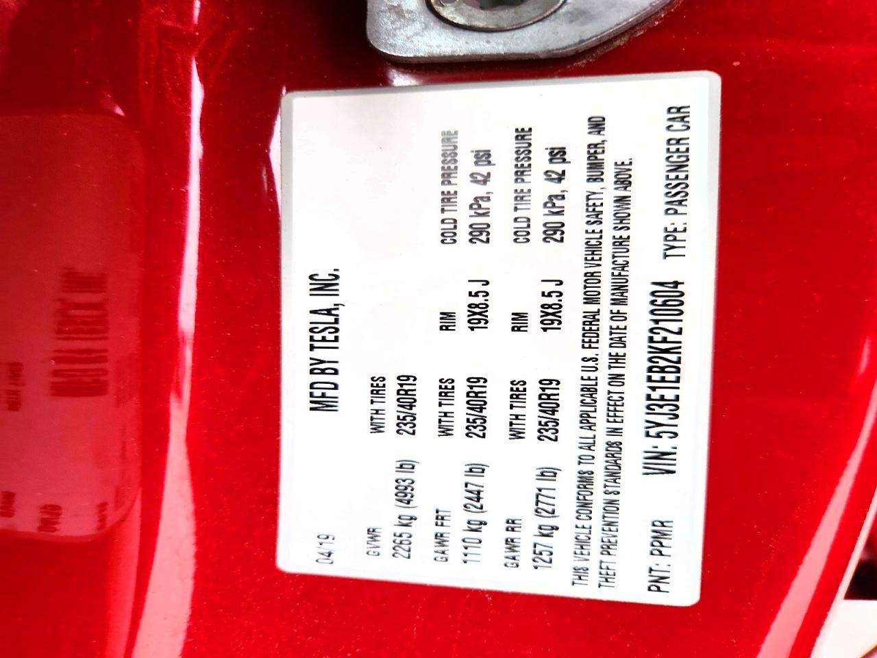 2019 TESLA MODEL 3 photo 37