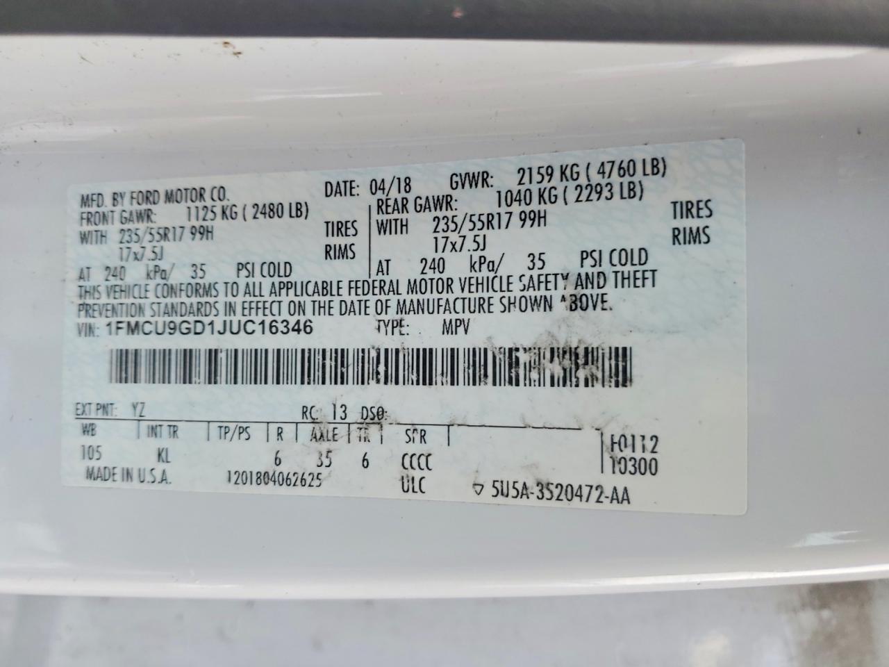 2018 FORD ESCAPE SE photo 37