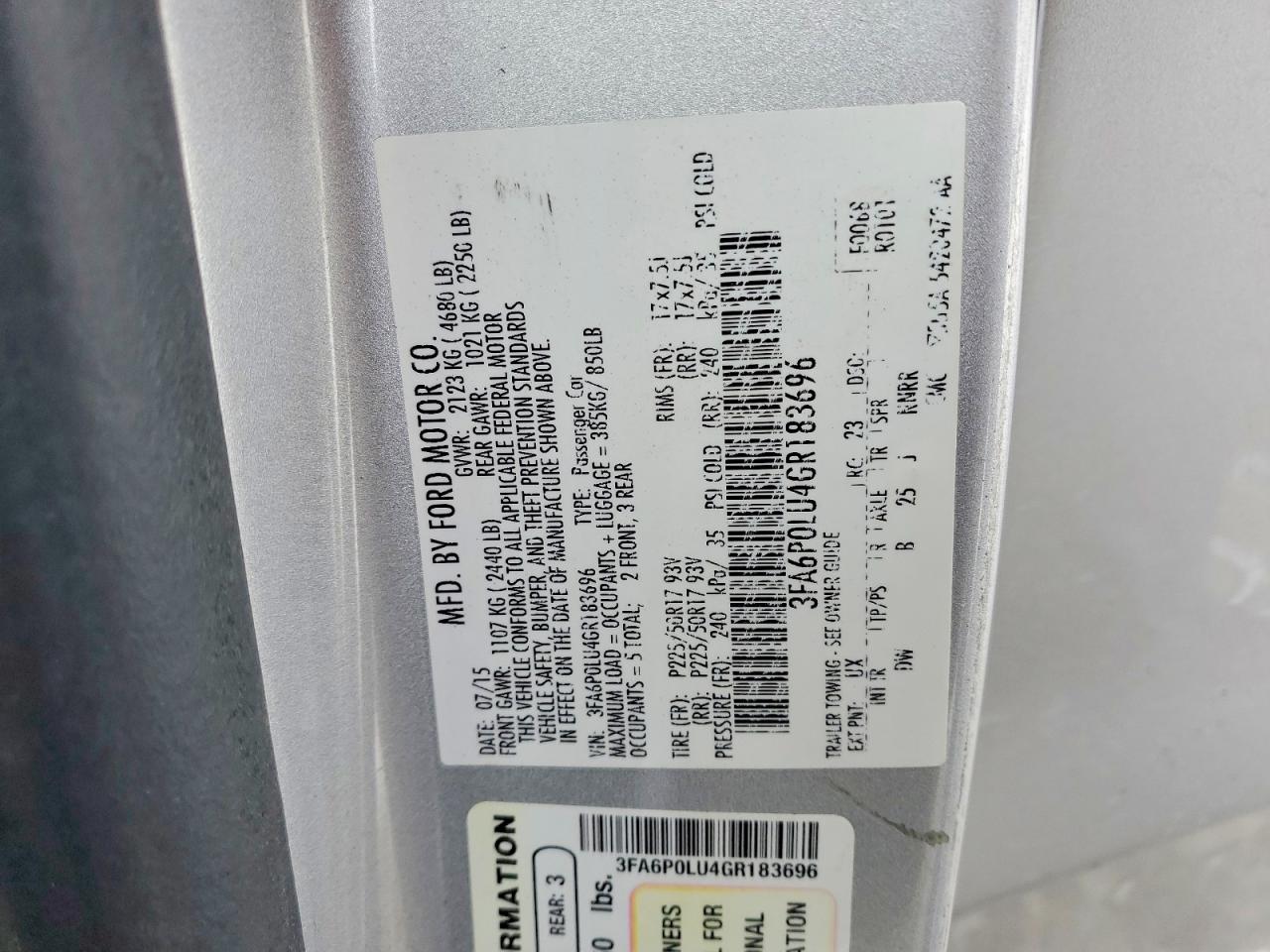 2016 FORD FUSION SE HYBRID photo 12