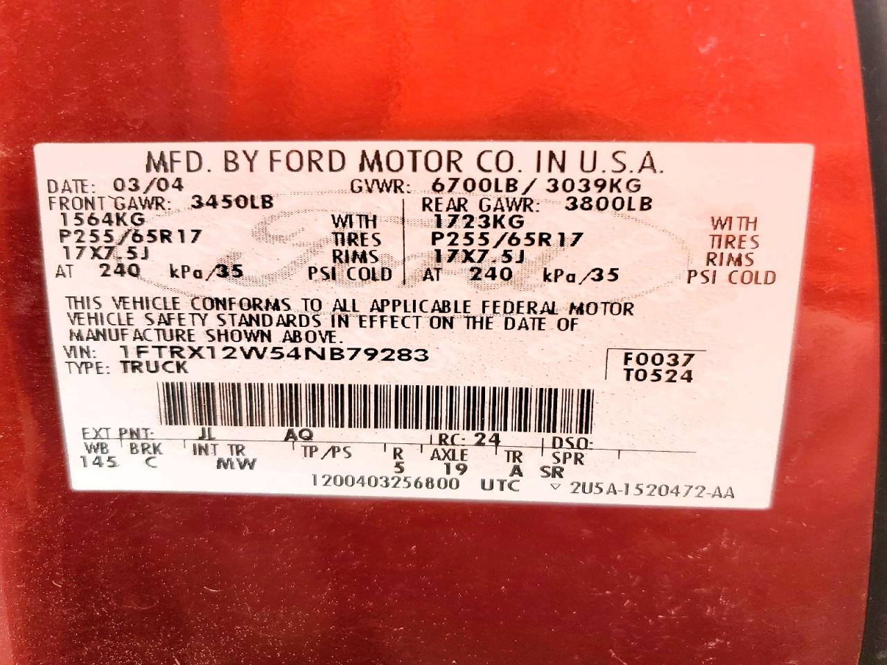 2004 FORD F150 photo 12
