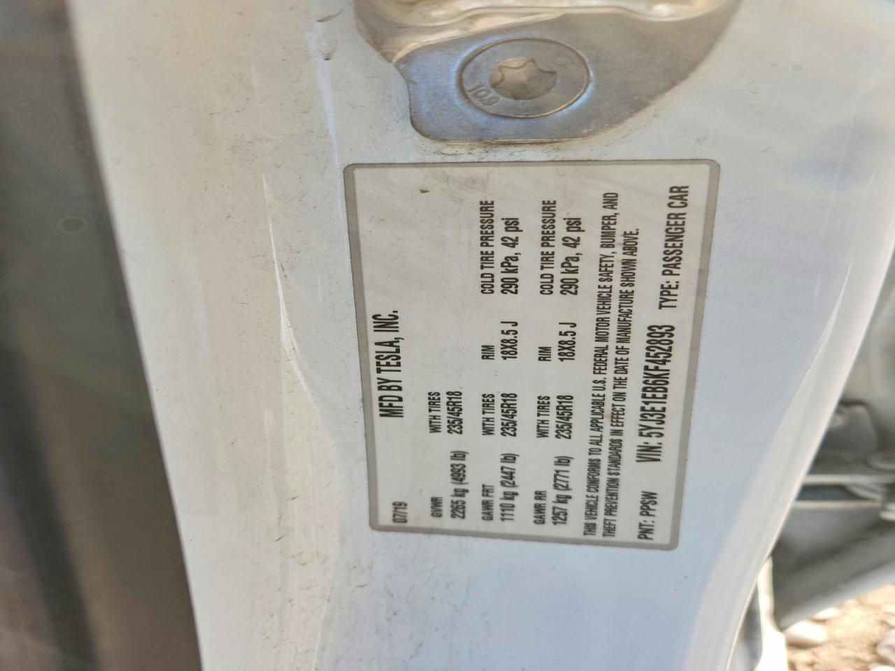 2019 TESLA MODEL 3 photo 12