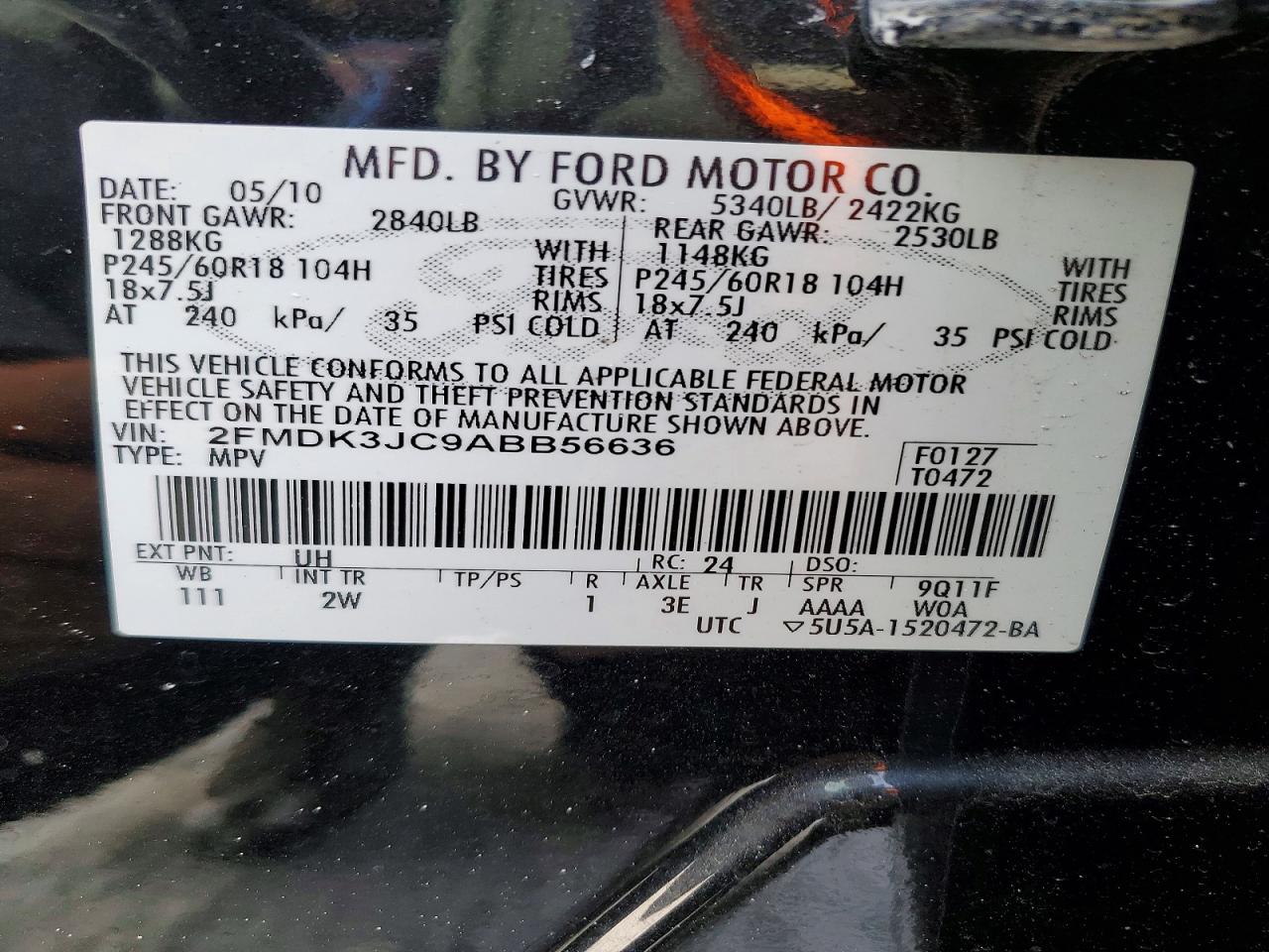 2010 FORD EDGE SEL photo 25