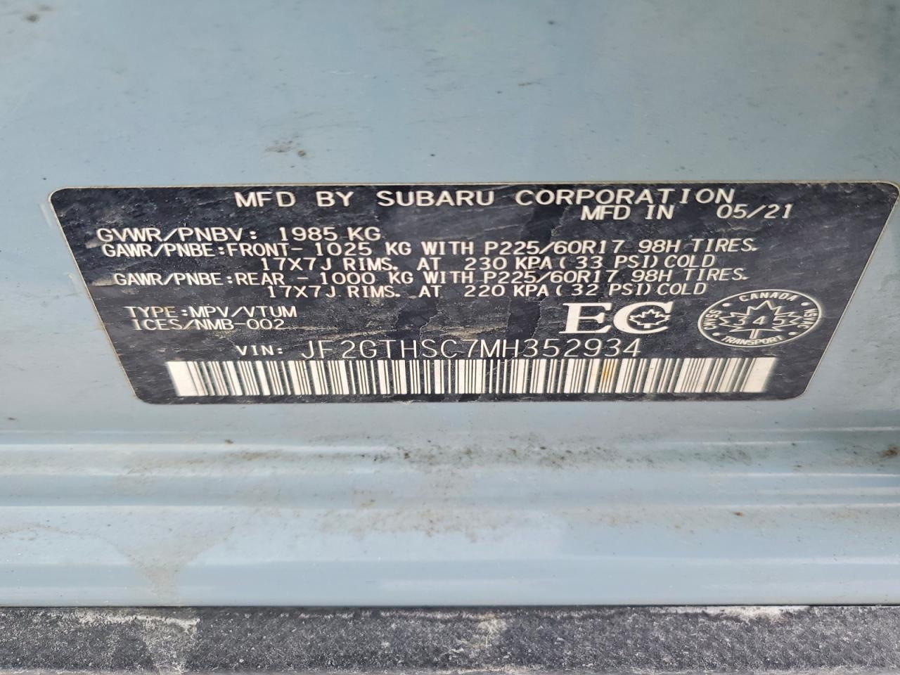 2021 SUBARU CROSSTREK SPORT photo 27