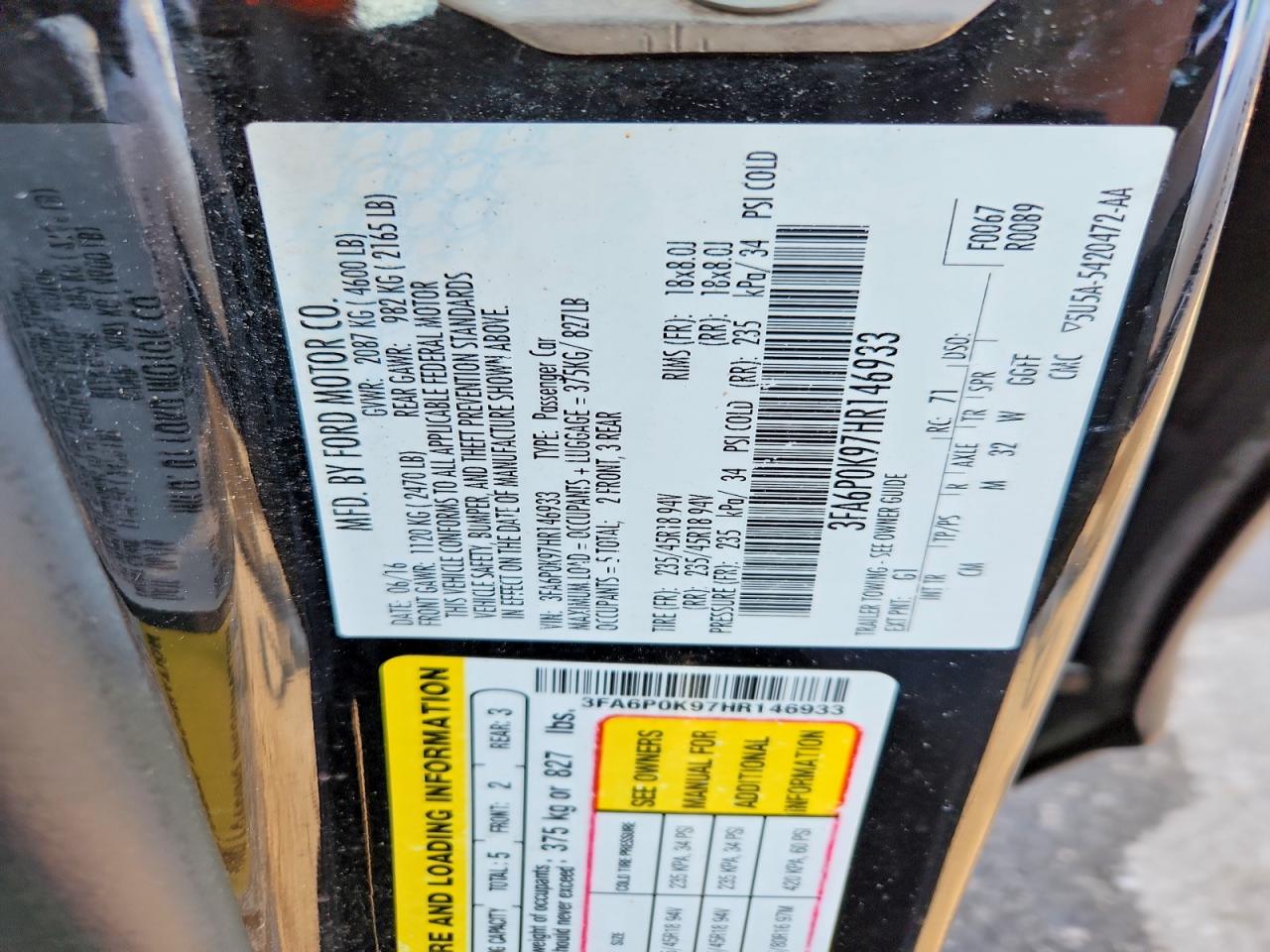 2017 FORD FUSION TITANIUM photo 34