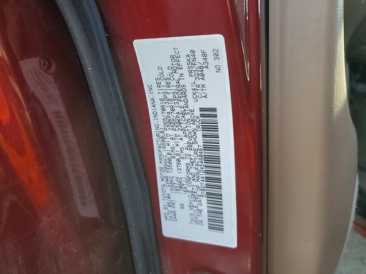 2004 TOYOTA TUNDRA DOUBLE CAB SR5 photo 12