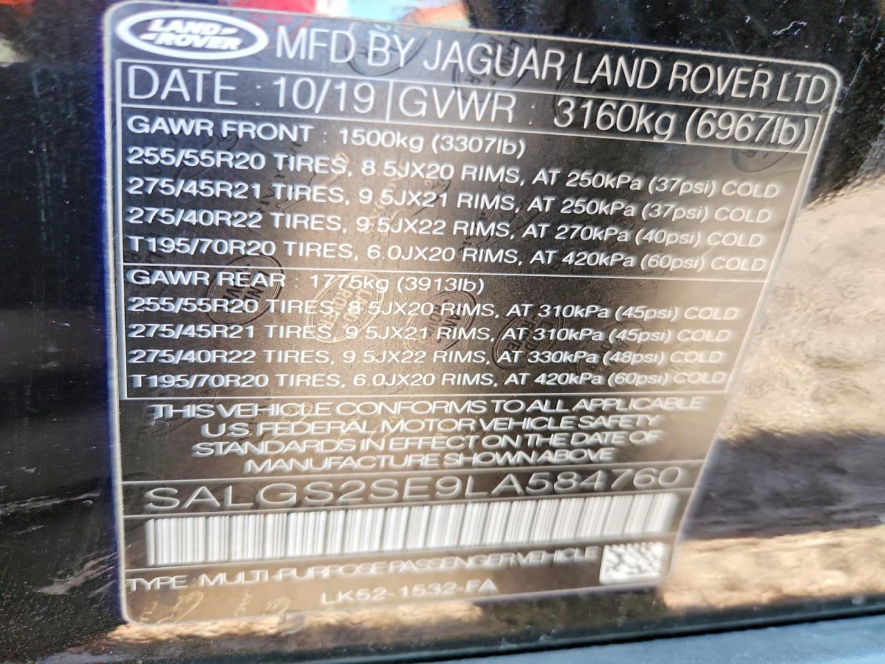 2020 LAND ROVER RANGE ROVER P525 HSE photo 25