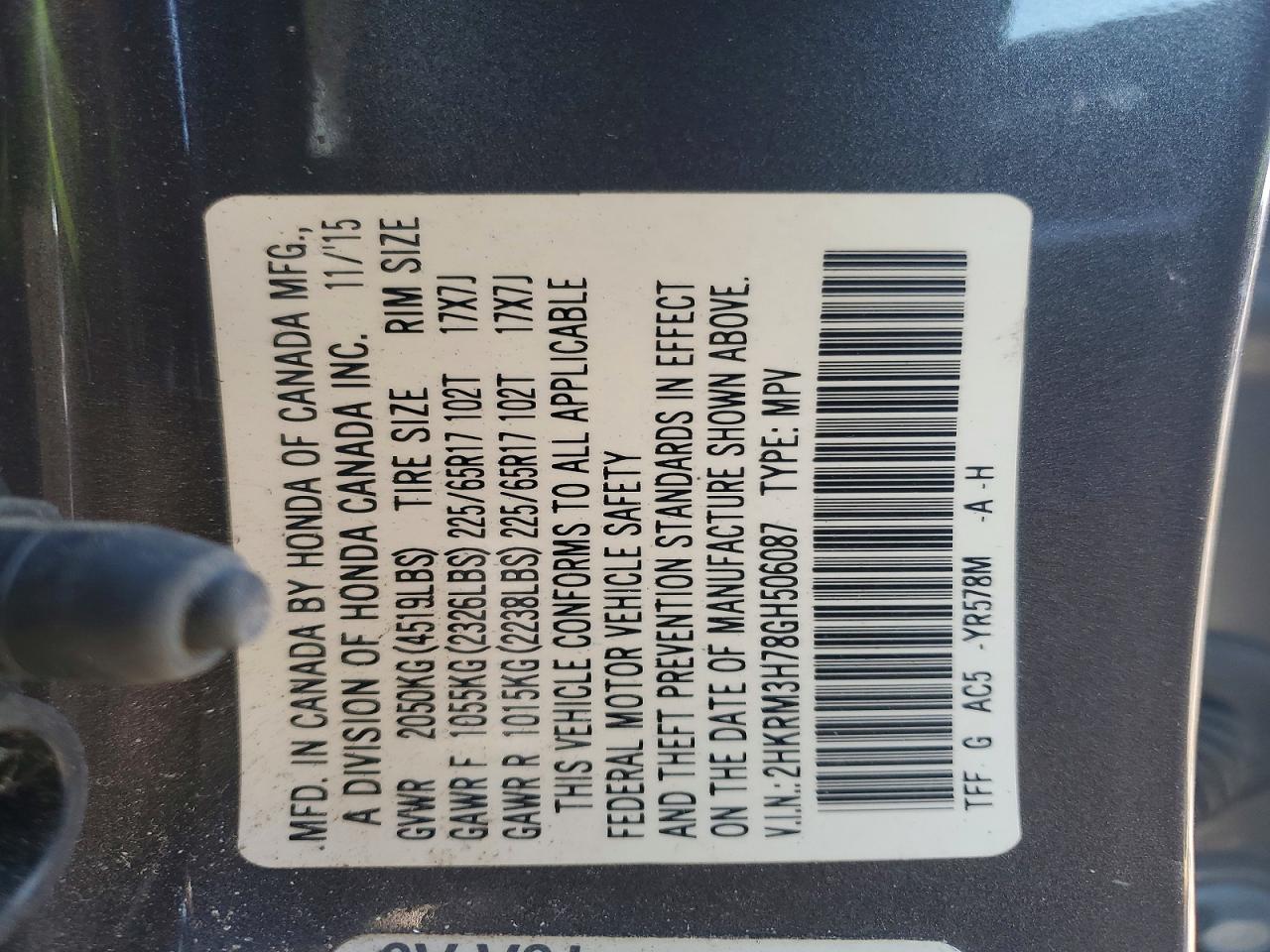 2016 HONDA CR-V EXL photo 25