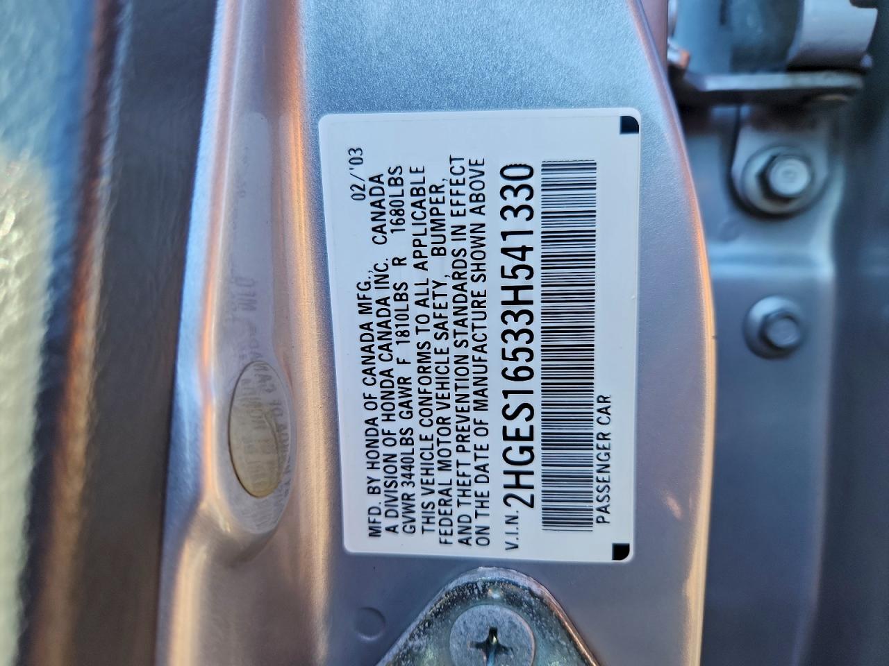2003 HONDA CIVIC LX photo 34