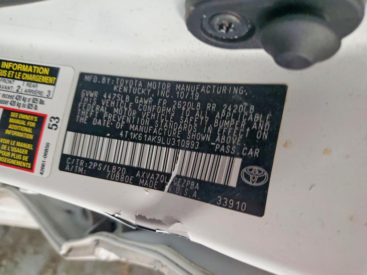 2020 TOYOTA CAMRY XSE photo 12