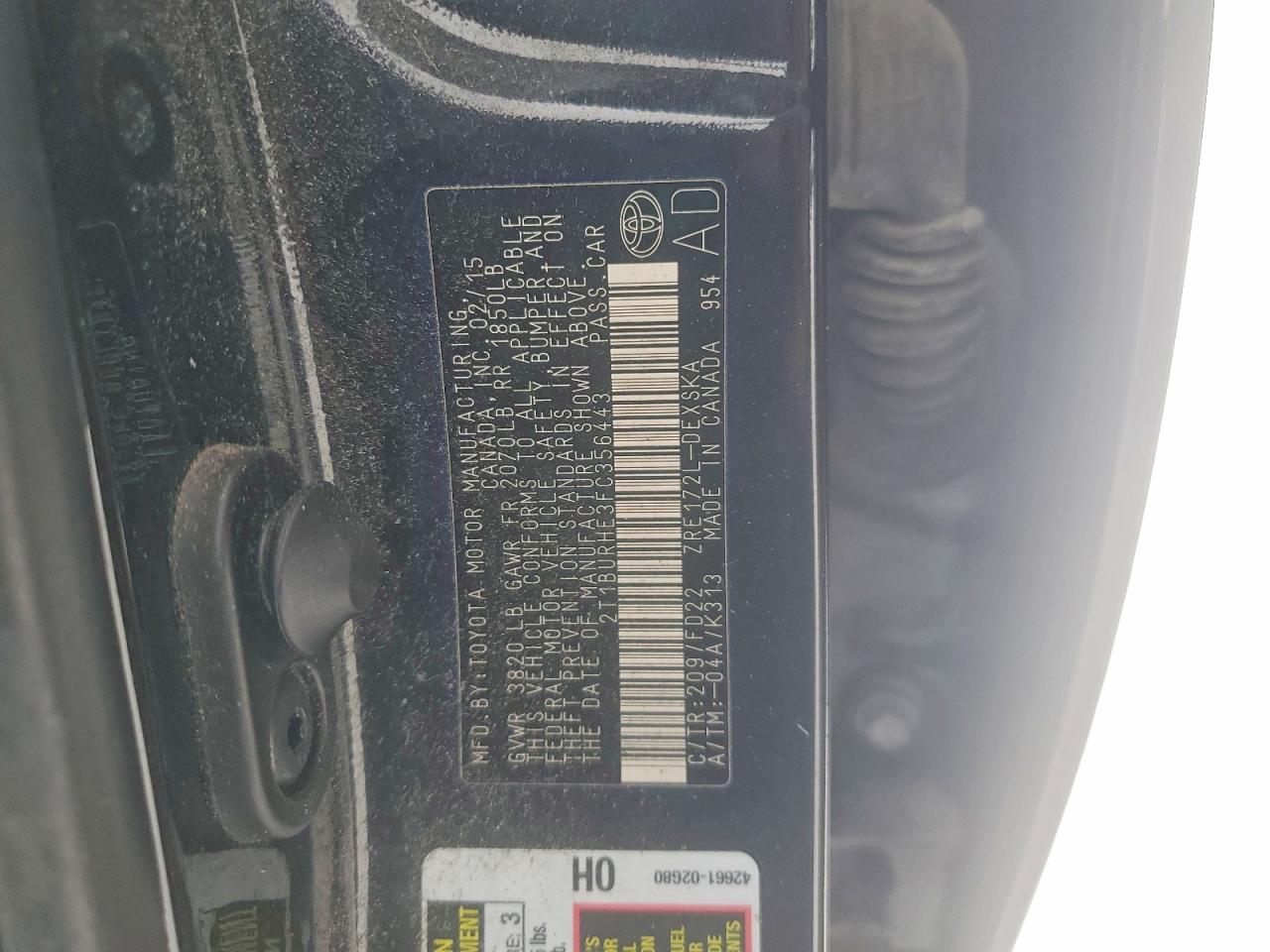 2015 TOYOTA COROLLA L photo 23