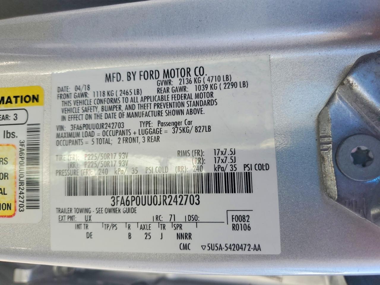 2018 FORD FUSION S HYBRID photo 12