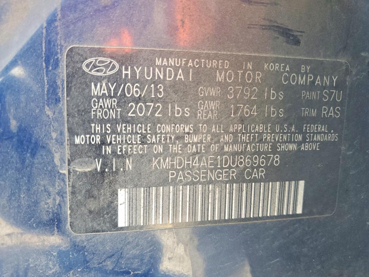 2013 HYUNDAI ELANTRA GLS photo 23