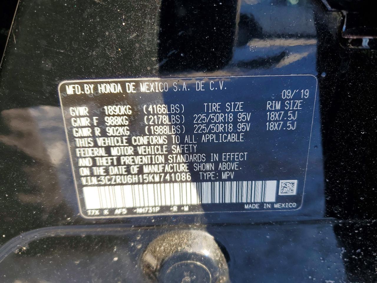 2019 HONDA HR-V SPORT photo 14