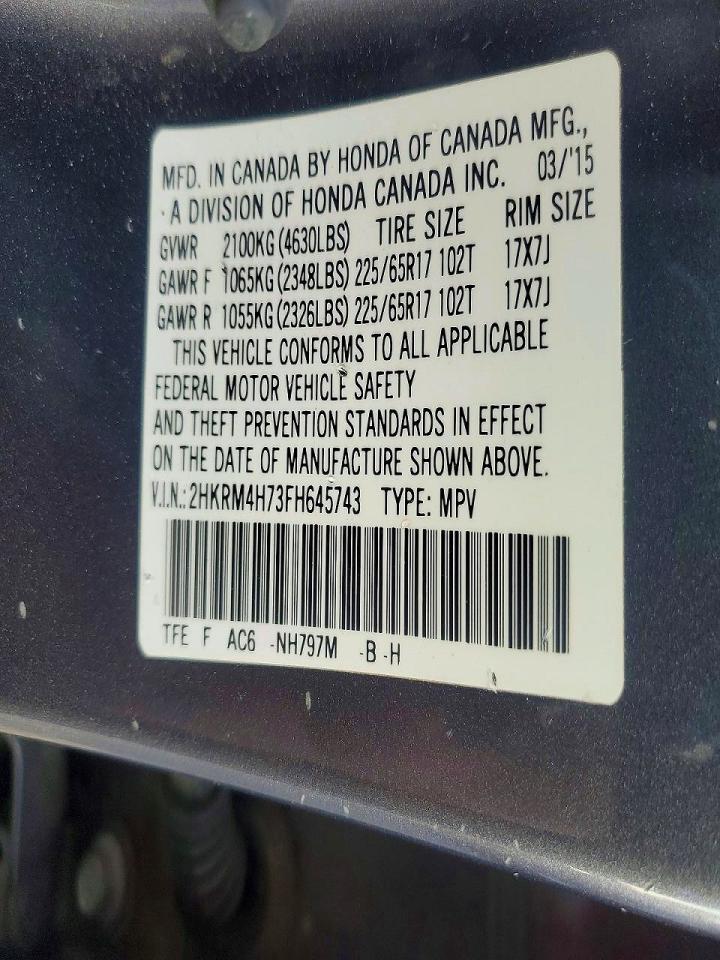 2015 HONDA CR-V EXL photo 13