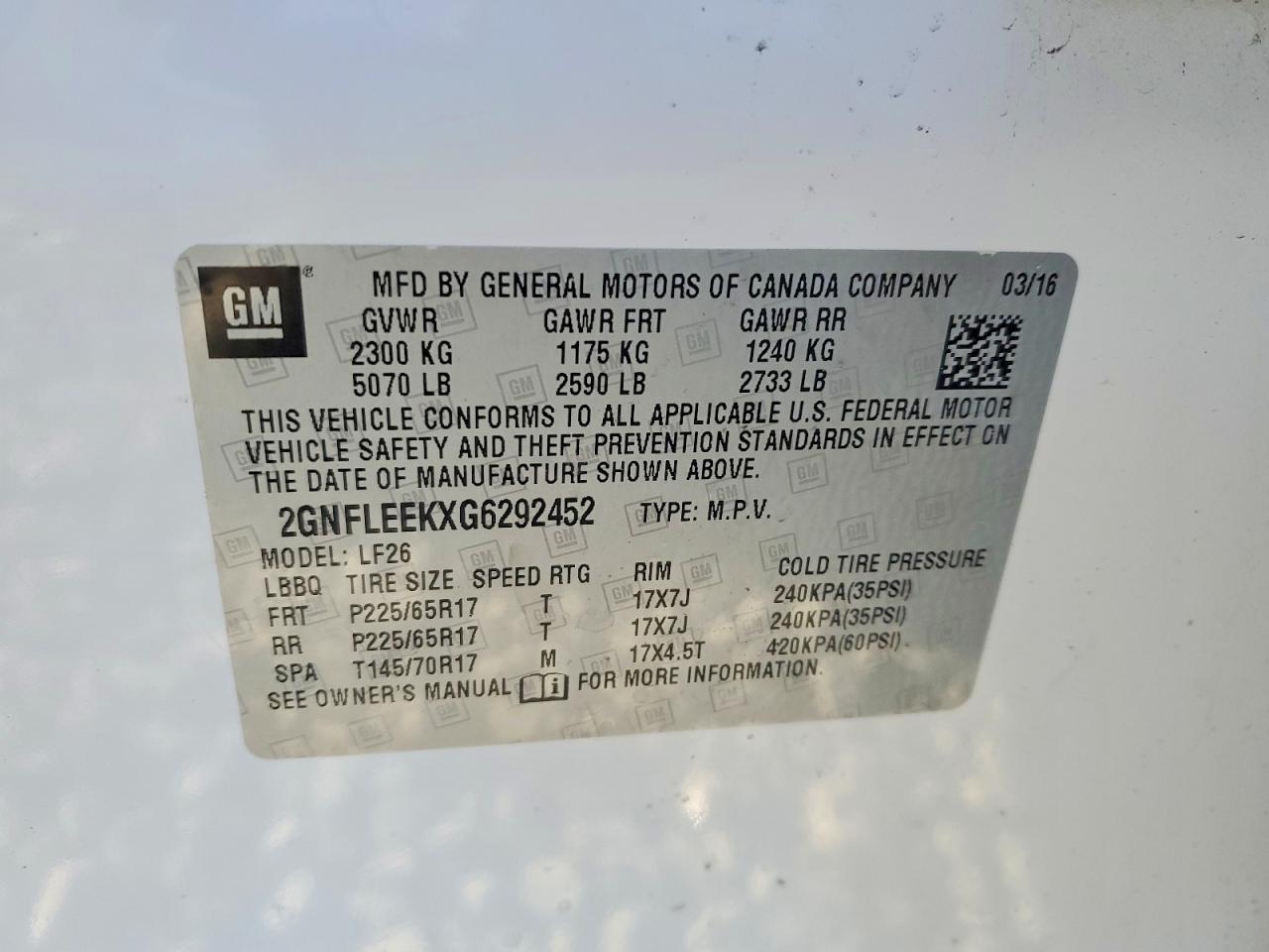 2016 CHEVROLET EQUINOX LS photo 14
