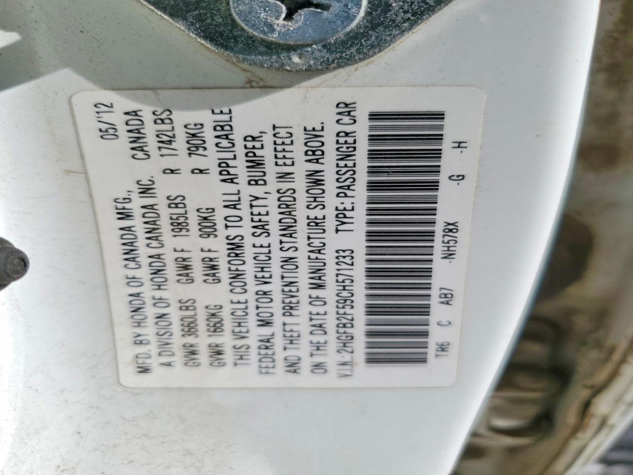 2012 HONDA CIVIC LX photo 13