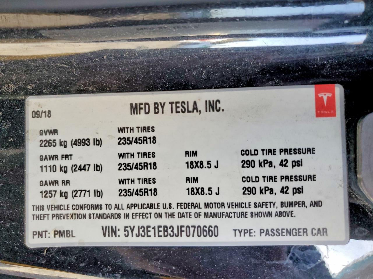 2018 TESLA MODEL 3 photo 25