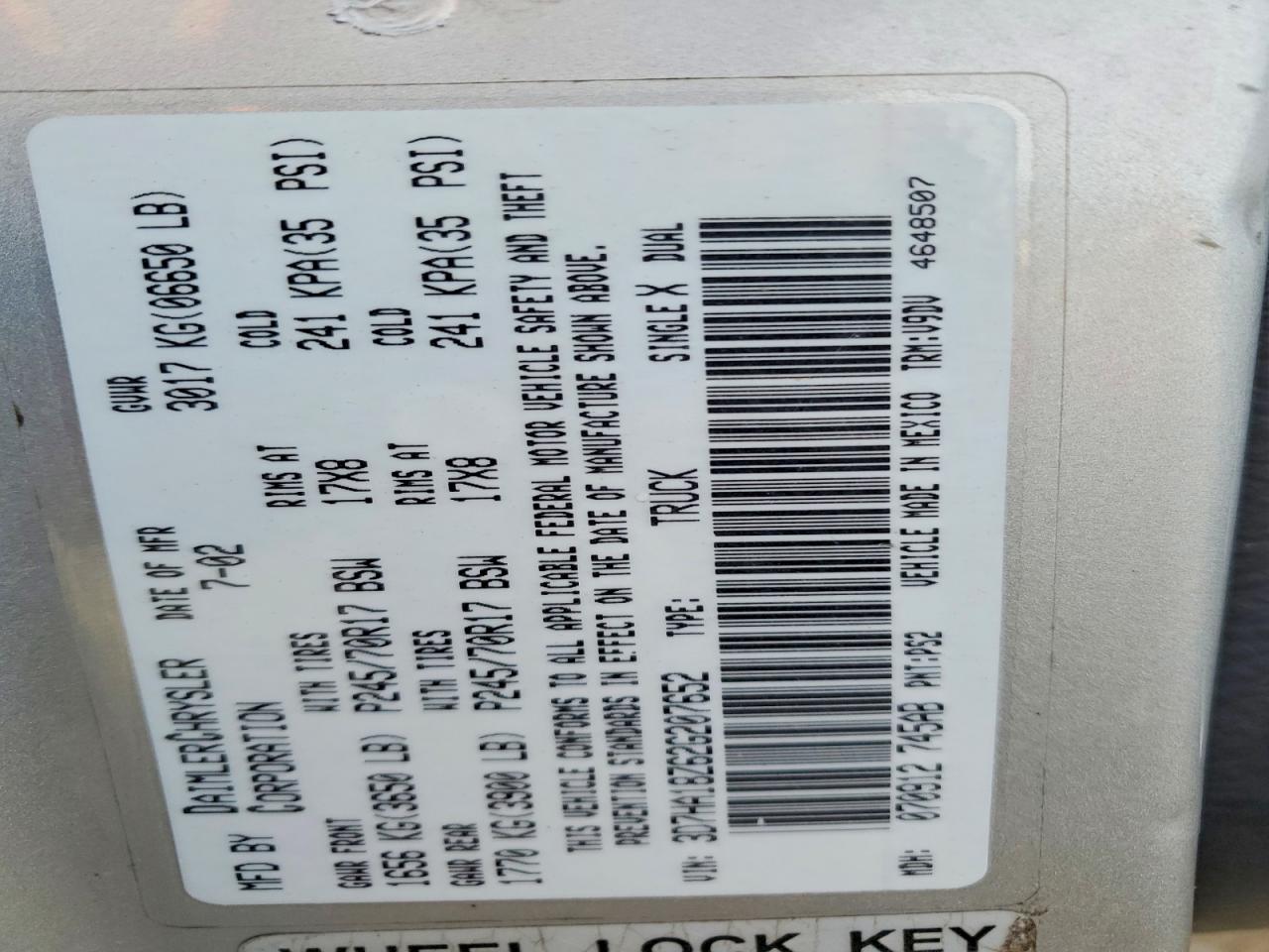 2002 DODGE RAM 1500 photo 12