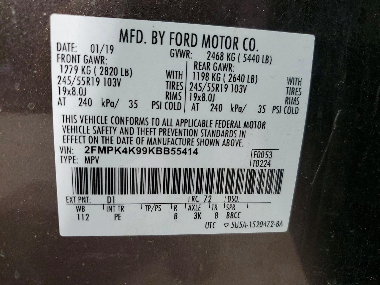 2019 FORD EDGE TITANIUM photo 37