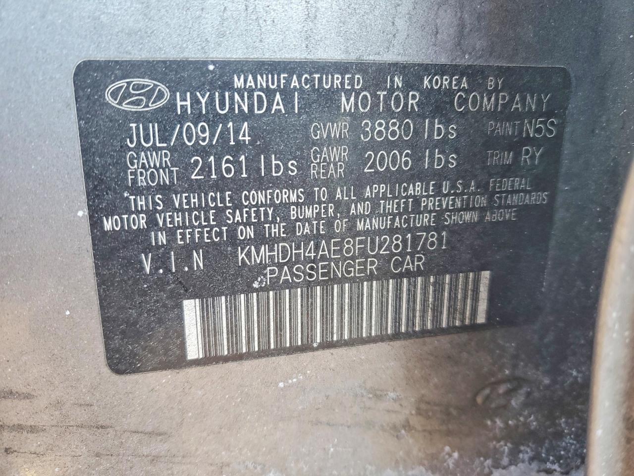 2015 HYUNDAI ELANTRA SE photo 34