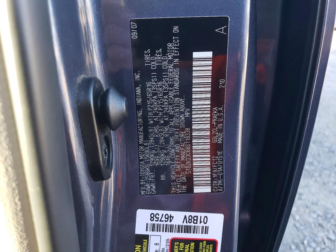 2008 TOYOTA SIENNA CE photo 25