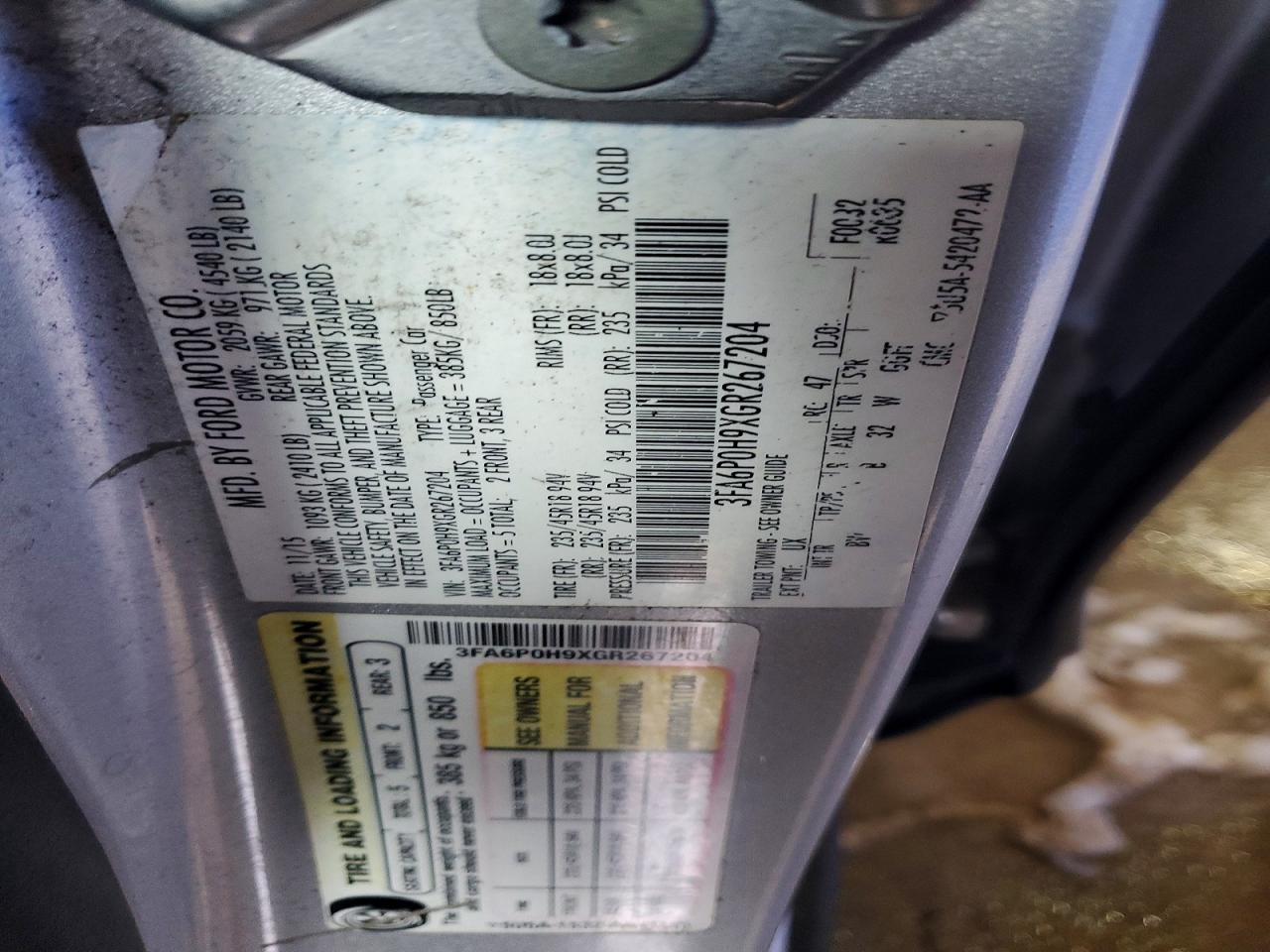 2016 FORD FUSION SE photo 23