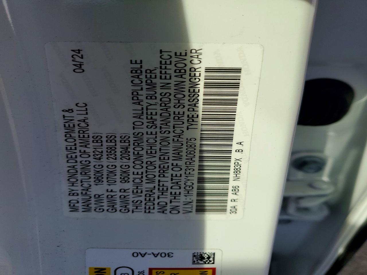 2024 HONDA ACCORD EX photo 12