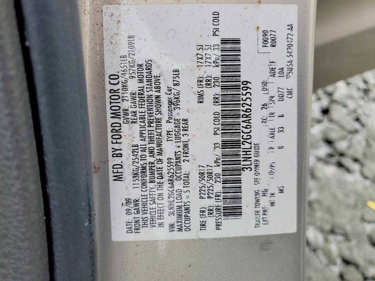 2010 LINCOLN MKZ photo 12