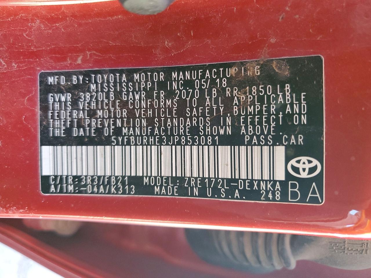 2018 TOYOTA COROLLA L photo 23