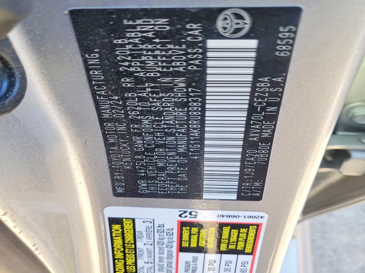 2024 TOYOTA CAMRY SE photo 12