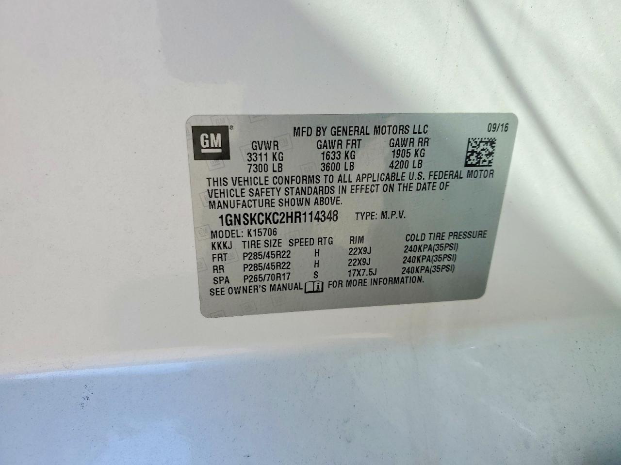 2017 CHEVROLET TAHOE K1500 PREMIER photo 13