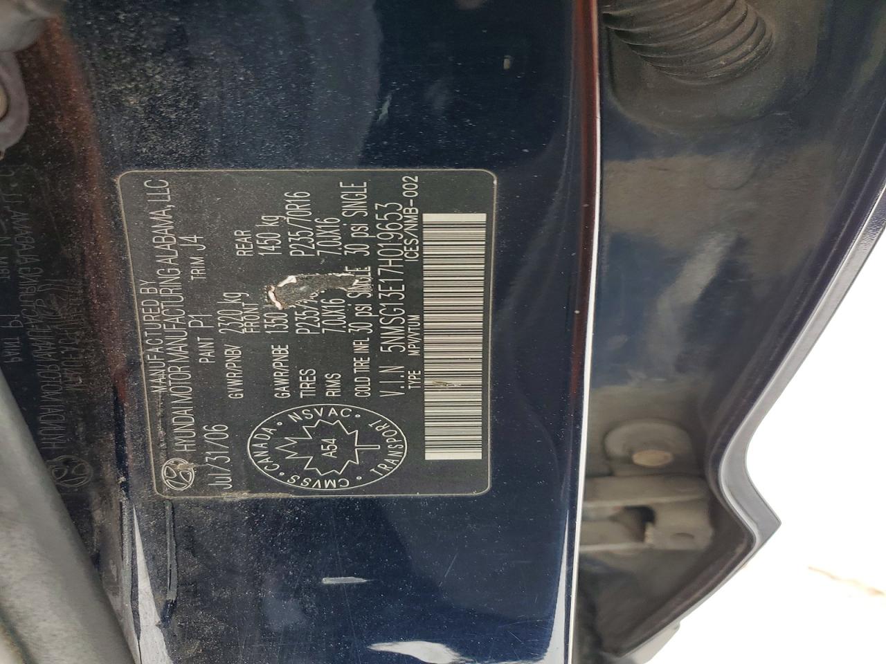 2007 HYUNDAI SANTA FE GL photo 12