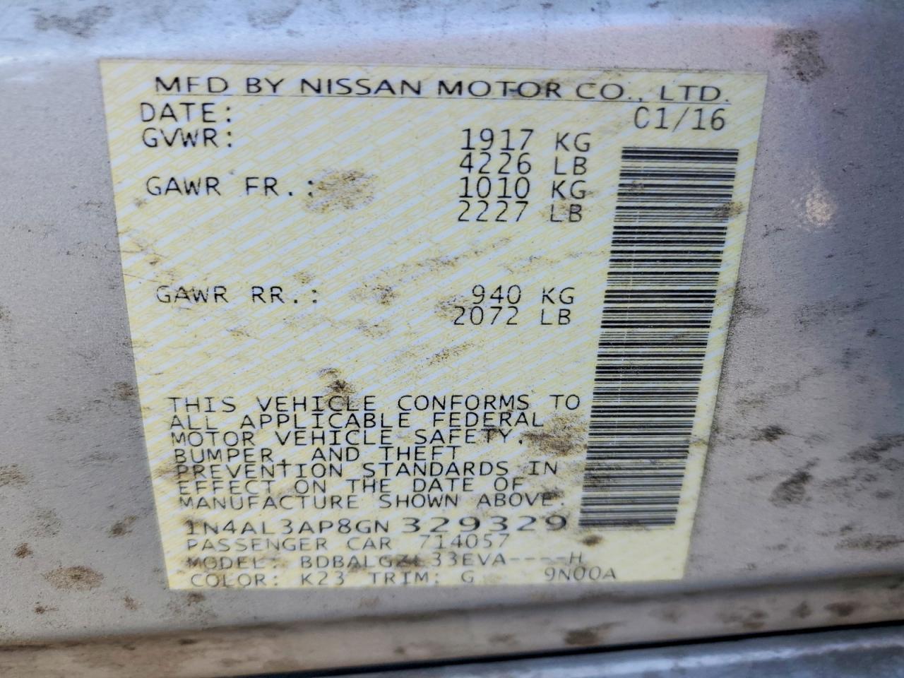 2016 NISSAN ALTIMA 2.5 S photo 23