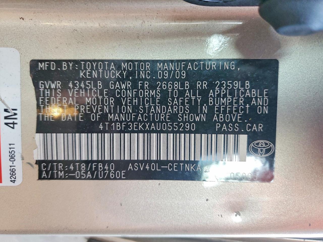 2010 TOYOTA CAMRY LE photo 23